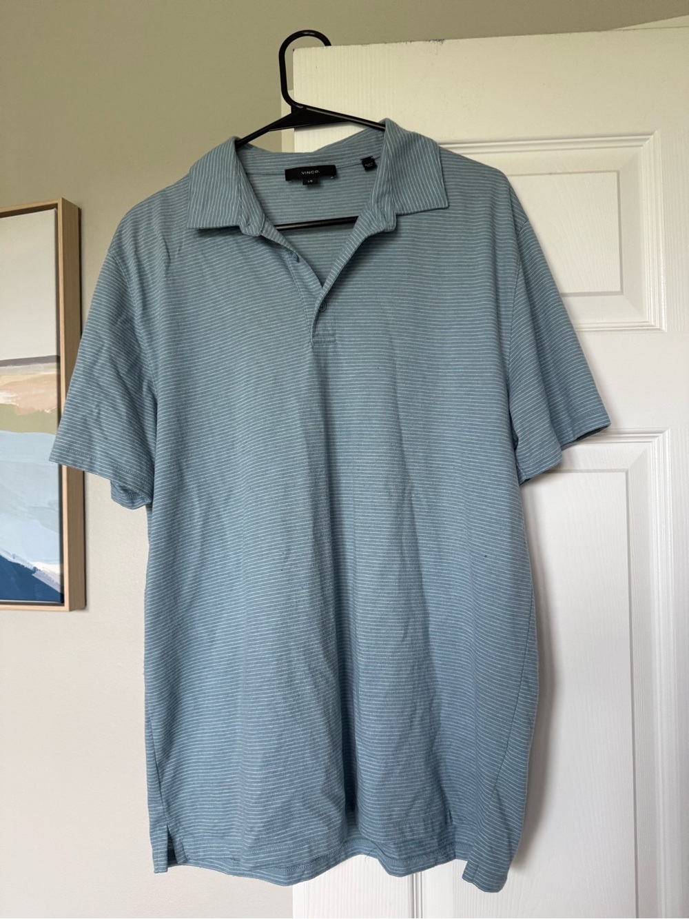 Vince Men’s Blue Striped Polo Shirt